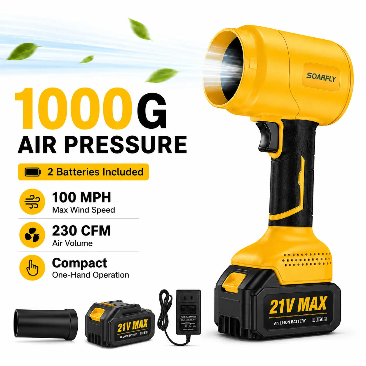 SOARFLY Turbo Jet Blower - Cordless Handheld Leaf and Snow Blower with Pure Copper Motor for Automotive Drying and Home Enhancement, High-Power Air Duster for Garden Care and Seasonal Gifting