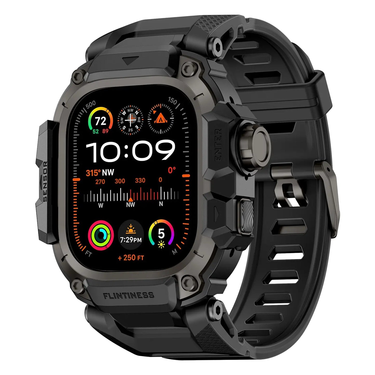 Vmylan Premium Zinc Alloy and TPU Case for Apple Watch Ultra 49mm - Durable Rugged Armor Bumper with Tactical Sport Strap