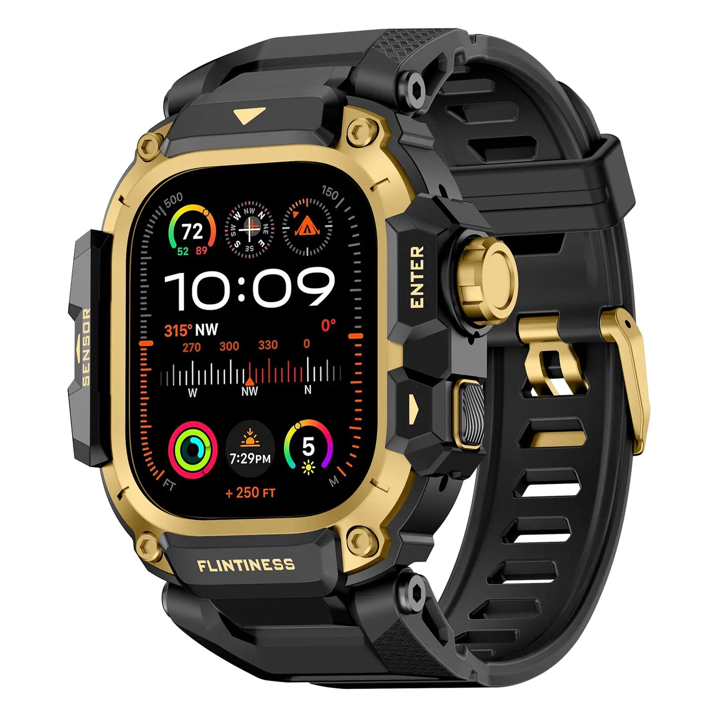 Vmylan Premium Zinc Alloy and TPU Case for Apple Watch Ultra 49mm - Durable Rugged Armor Bumper with Tactical Sport Strap
