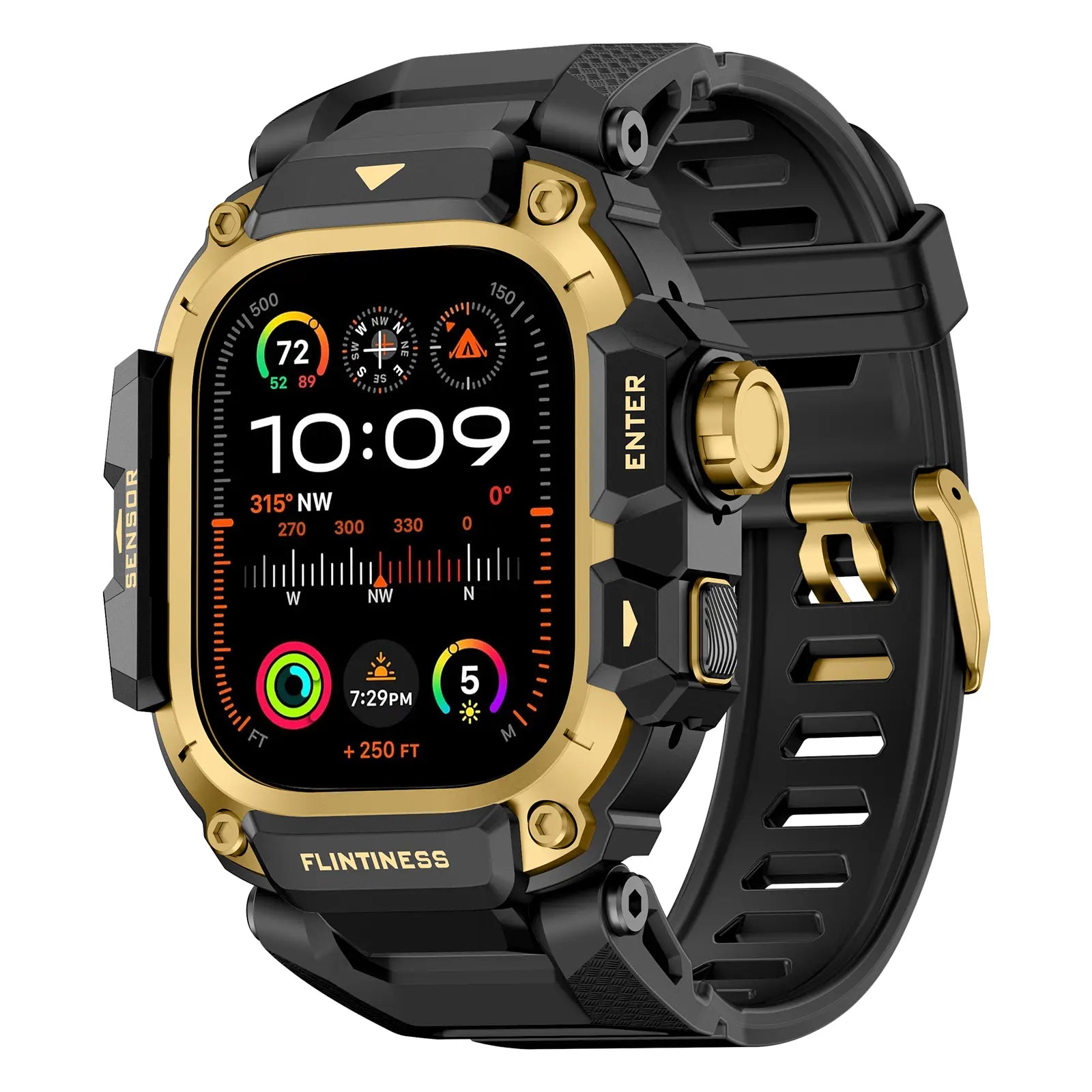 Vmylan Premium Zinc Alloy and TPU Case for Apple Watch Ultra 49mm - Durable Rugged Armor Bumper with Tactical Sport Strap