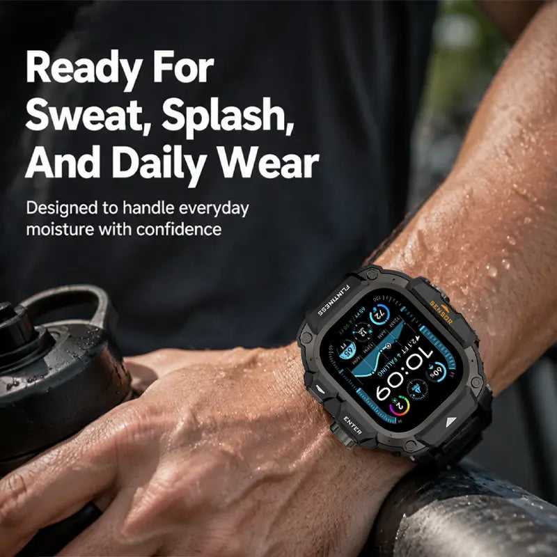 Vmylan Premium Zinc Alloy and TPU Case for Apple Watch Ultra 49mm - Durable Rugged Armor Bumper with Tactical Sport Strap