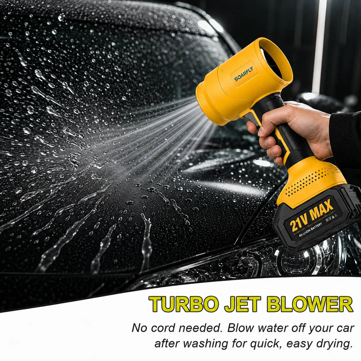 SOARFLY Turbo Jet Blower - Cordless Handheld Leaf and Snow Blower with Pure Copper Motor for Automotive Drying and Home Enhancement, High-Power Air Duster for Garden Care and Seasonal Gifting
