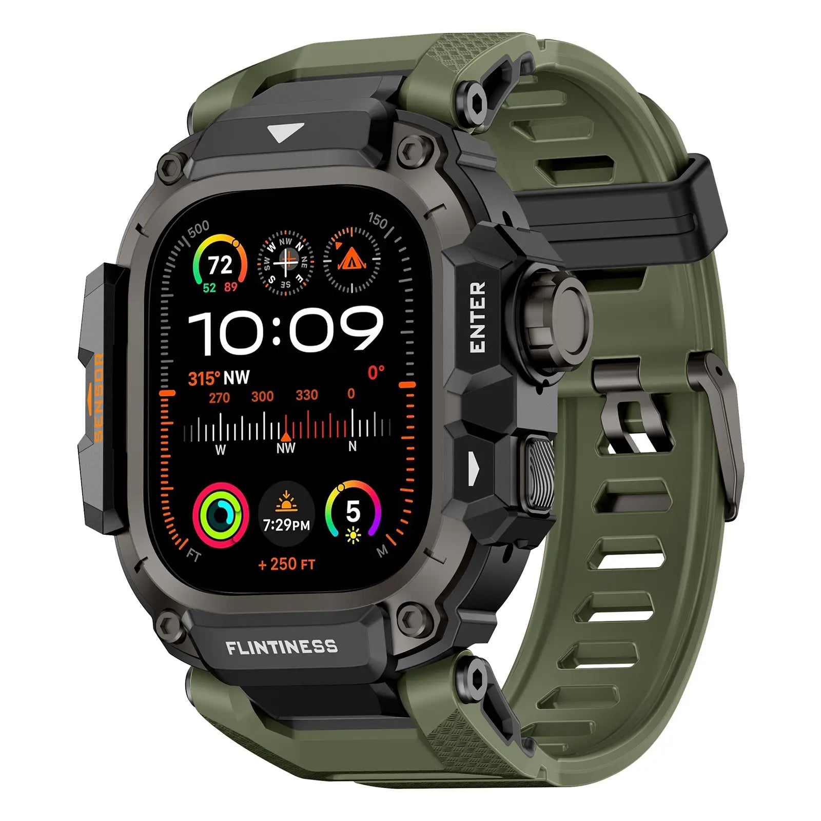 Vmylan Premium Zinc Alloy and TPU Case for Apple Watch Ultra 49mm - Durable Rugged Armor Bumper with Tactical Sport Strap