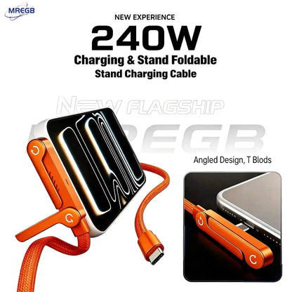 MREGB 240W Fast Charging USB-C Adapter Cable - Versatile 2-in-1 Portable Charging Solution for Mobile Devices (Gaming and Travel) - Durable Summerwins Fast Charger