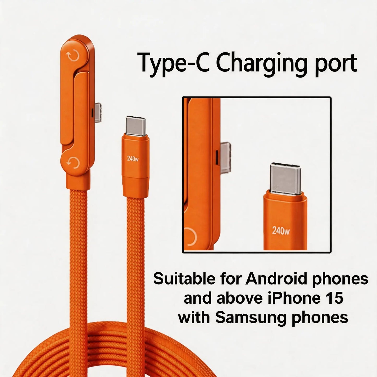 MREGB 240W Fast Charging USB-C Adapter Cable - Versatile 2-in-1 Portable Charging Solution for Mobile Devices (Gaming and Travel) - Durable Summerwins Fast Charger