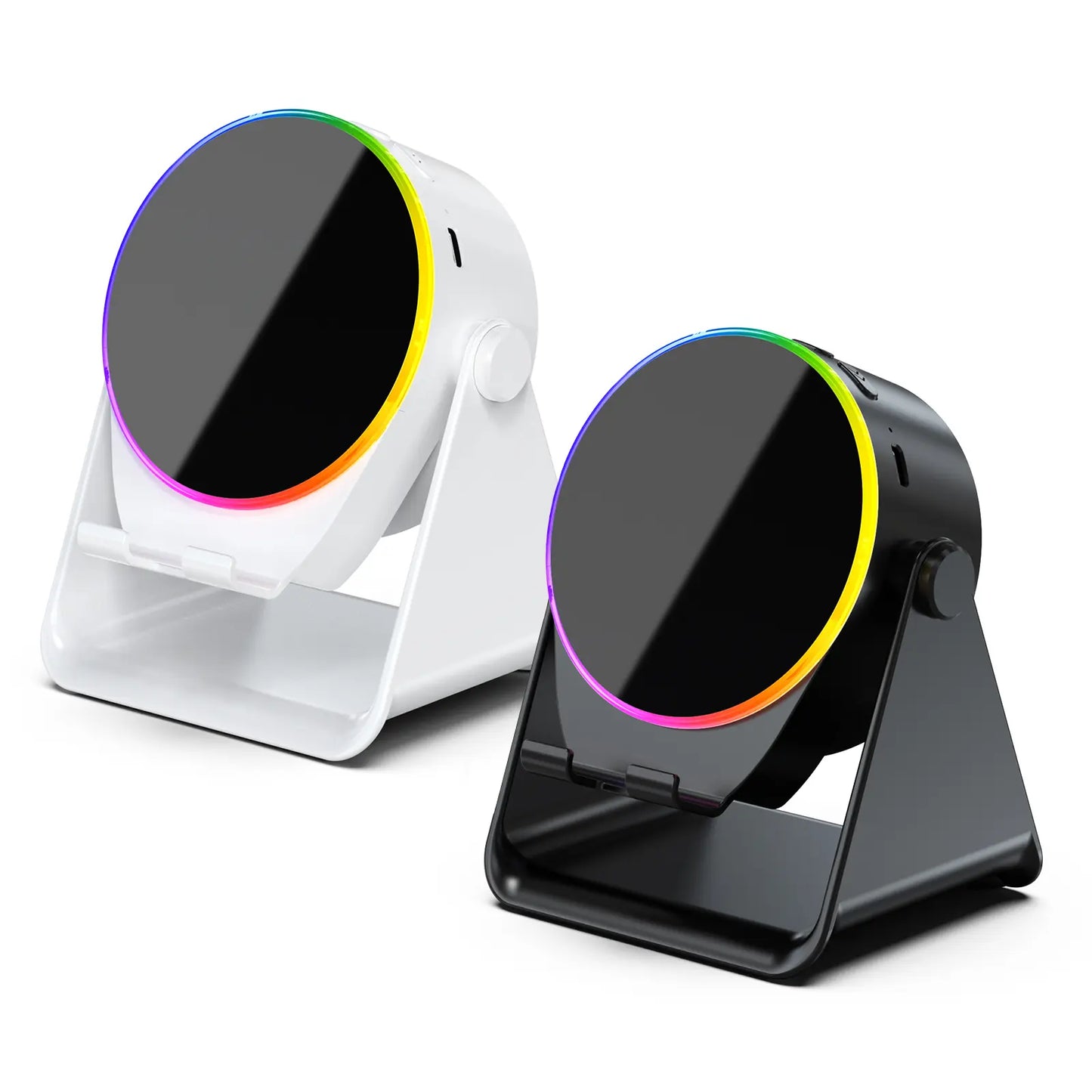 Dohelly 5 in 1 Wireless Induction Audio Bluetooth Speaker, 360° Rotation Stand with LED, Universal Speaker Stands for Surround Sound&Charger,Portable Desktop Stand Gift for Home, Shower, Outdoors, Travel.