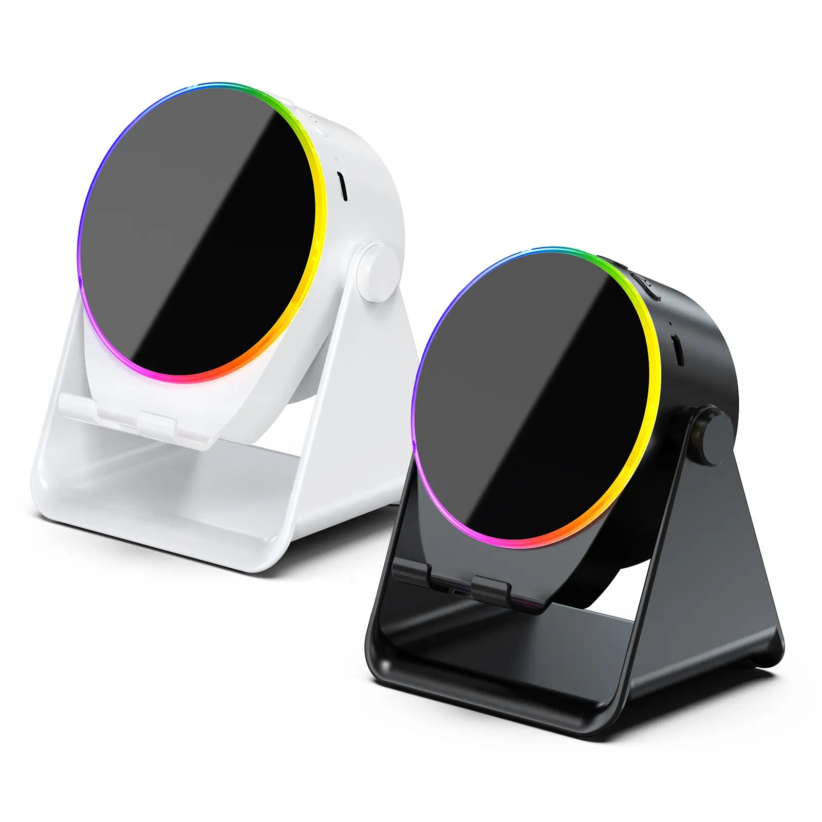 Dohelly 5 in 1 Wireless Induction Audio Bluetooth Speaker, 360° Rotation Stand with LED, Universal Speaker Stands for Surround Sound&Charger,Portable Desktop Stand Gift for Home, Shower, Outdoors, Travel.