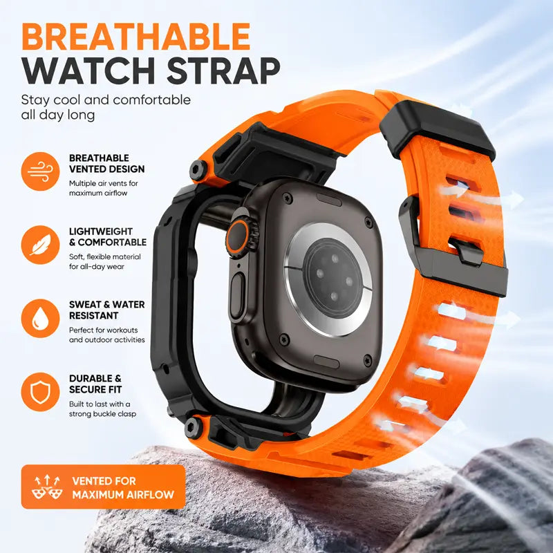Vmylan Premium Zinc Alloy and TPU Case for Apple Watch Ultra 49mm - Durable Rugged Armor Bumper with Tactical Sport Strap