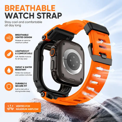 Vmylan Premium Zinc Alloy and TPU Case for Apple Watch Ultra 49mm - Durable Rugged Armor Bumper with Tactical Sport Strap