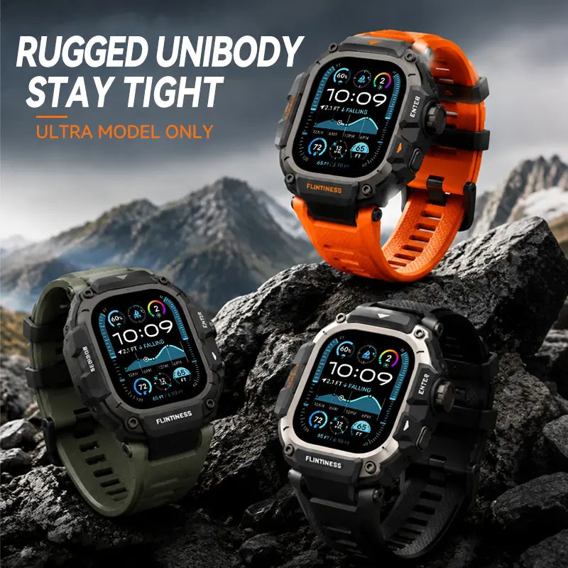 Vmylan Premium Zinc Alloy and TPU Case for Apple Watch Ultra 49mm - Durable Rugged Armor Bumper with Tactical Sport Strap