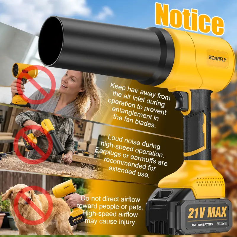 SOARFLY Turbo Jet Blower - Cordless Handheld Leaf and Snow Blower with Pure Copper Motor for Automotive Drying and Home Enhancement, High-Power Air Duster for Garden Care and Seasonal Gifting