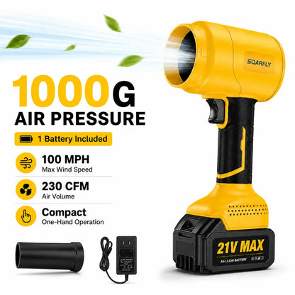 SOARFLY Turbo Jet Blower - Cordless Handheld Leaf and Snow Blower with Pure Copper Motor for Automotive Drying and Home Enhancement, High-Power Air Duster for Garden Care and Seasonal Gifting