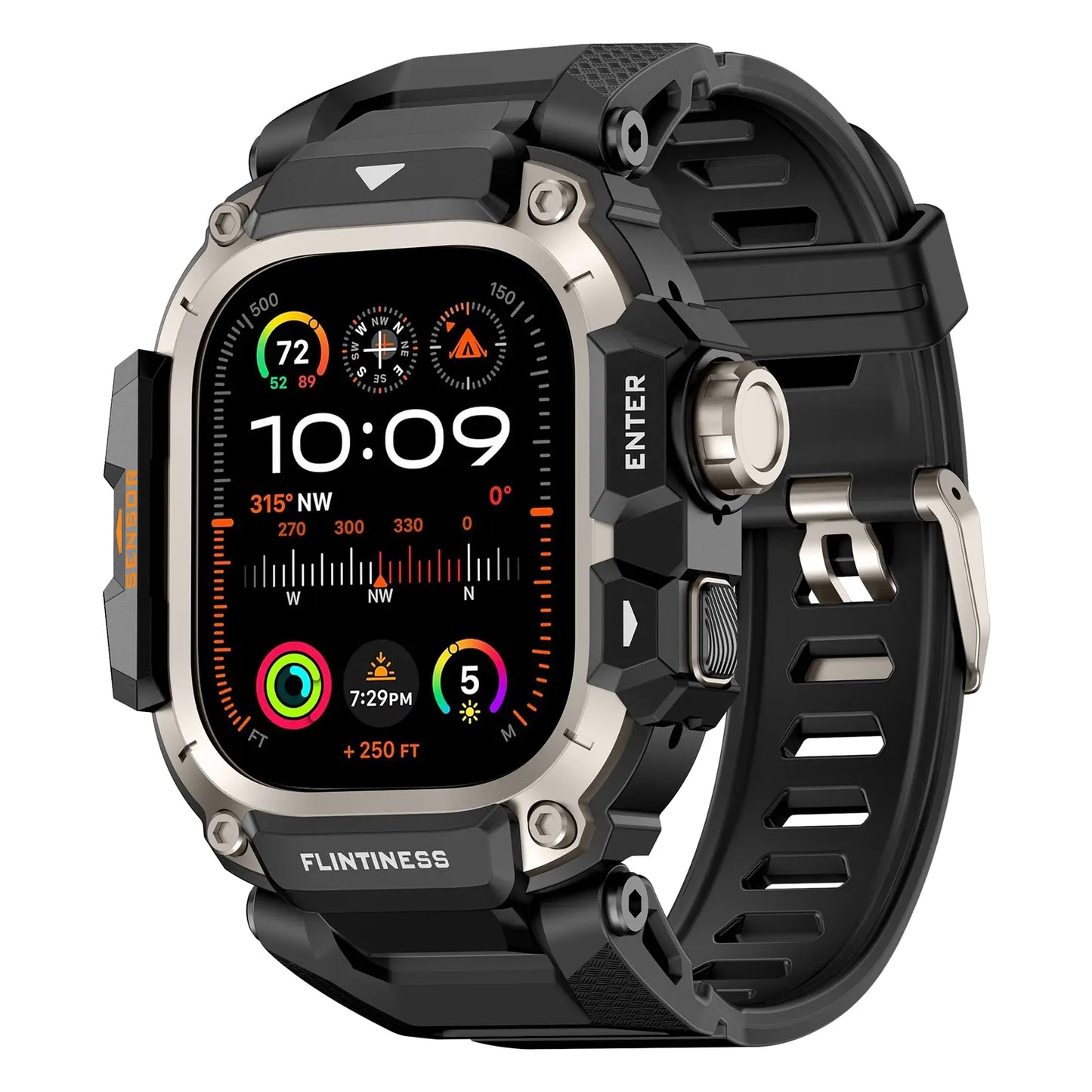 Vmylan Premium Zinc Alloy and TPU Case for Apple Watch Ultra 49mm - Durable Rugged Armor Bumper with Tactical Sport Strap