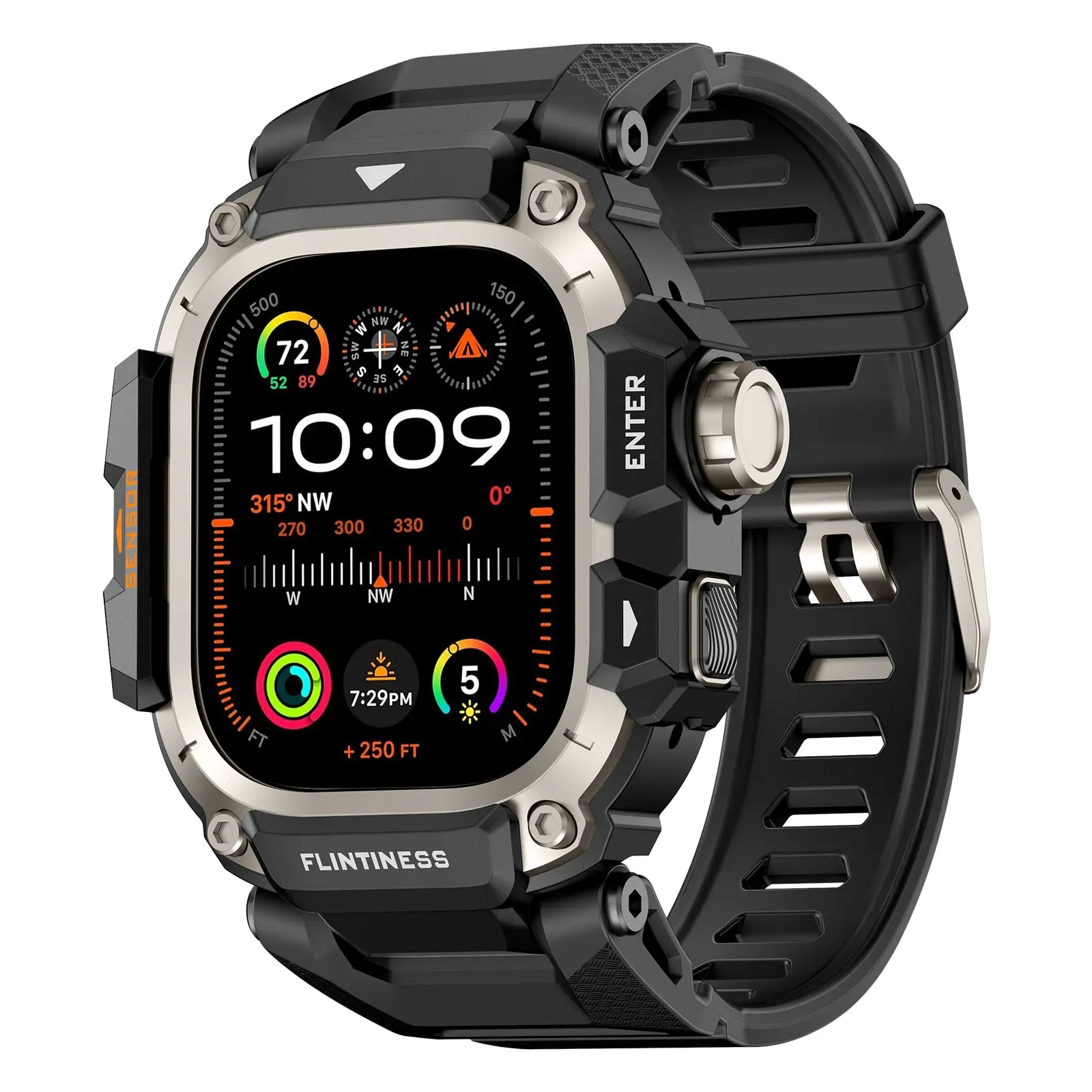 Vmylan Premium Zinc Alloy and TPU Case for Apple Watch Ultra 49mm - Durable Rugged Armor Bumper with Tactical Sport Strap