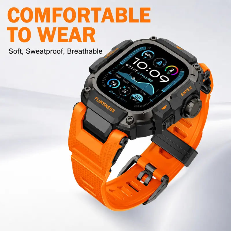 Vmylan Premium Zinc Alloy and TPU Case for Apple Watch Ultra 49mm - Durable Rugged Armor Bumper with Tactical Sport Strap