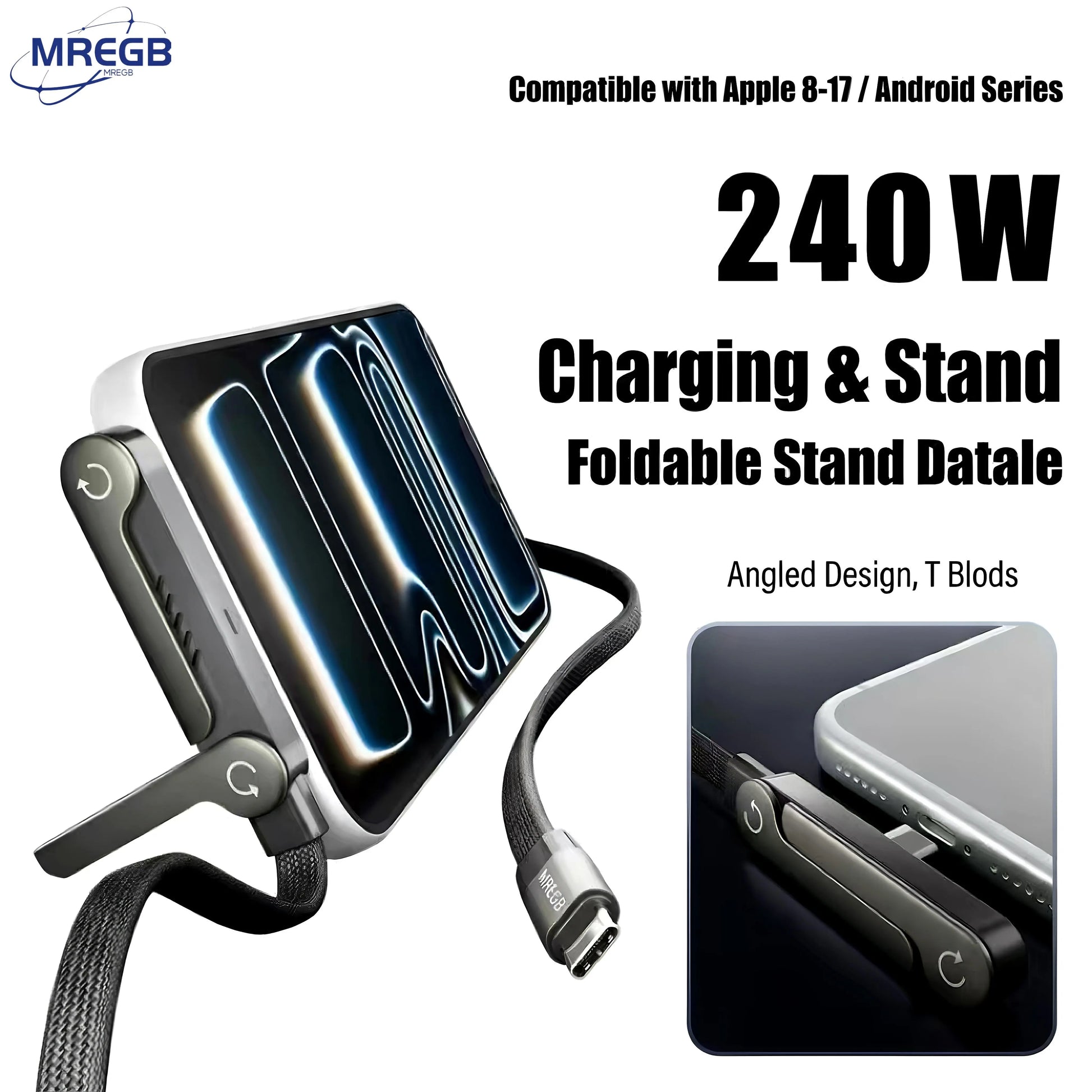 MREGB 240W Fast Charging USB-C Adapter Cable - Versatile 2-in-1 Portable Charging Solution for Mobile Devices (Gaming and Travel) - Durable Summerwins Fast Charger