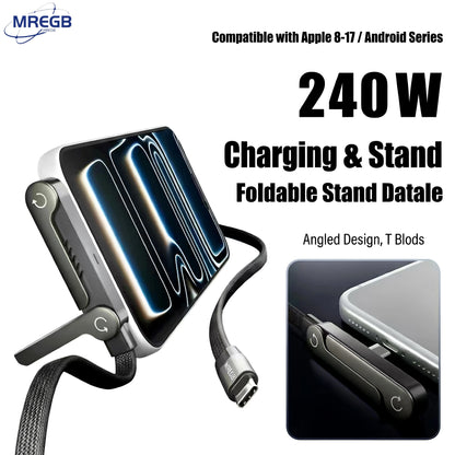 MREGB 240W Fast Charging USB-C Adapter Cable - Versatile 2-in-1 Portable Charging Solution for Mobile Devices (Gaming and Travel) - Durable Summerwins Fast Charger