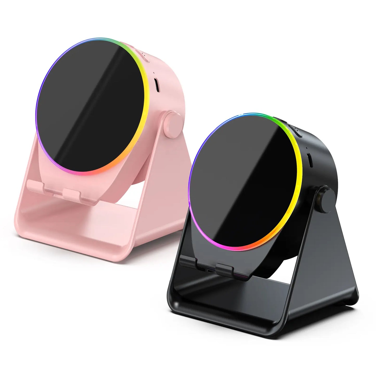 Dohelly 5 in 1 Wireless Induction Audio Bluetooth Speaker, 360° Rotation Stand with LED, Universal Speaker Stands for Surround Sound&Charger,Portable Desktop Stand Gift for Home, Shower, Outdoors, Travel.