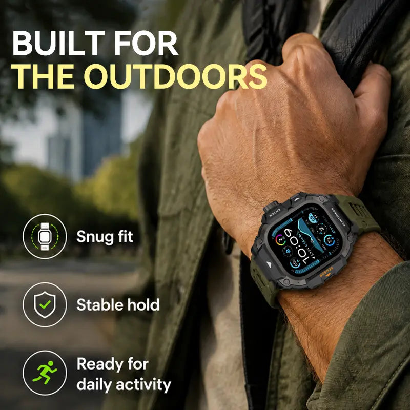 Vmylan Premium Zinc Alloy and TPU Case for Apple Watch Ultra 49mm - Durable Rugged Armor Bumper with Tactical Sport Strap