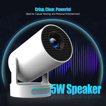Hy300Pro+ Mini Projector - 290 ANSI Lumens, Auto Keystone Correction, Dual-Band WiFi 6, Bluetooth 5.4, Android 14, 1280x720P with 4K Decoding for Home Cinema - Portable Movie Theater Gift - 4K/1080P Audio Support