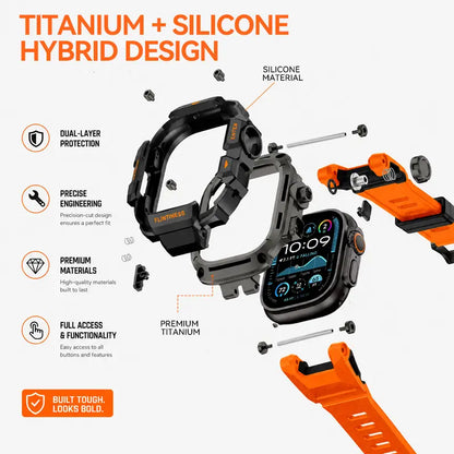Vmylan Premium Zinc Alloy and TPU Case for Apple Watch Ultra 49mm - Durable Rugged Armor Bumper with Tactical Sport Strap